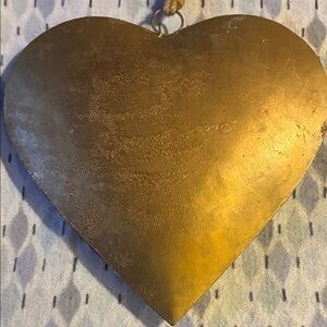 Large Metal Gold Heart Wall Hanging With Rope Hanger